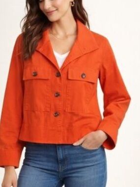 CAbi Orange Resort swing jacket with a button front Size M